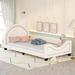 Designs Kids Daybed Twin Size Upholstered Bed w/Carton Ears Shaped Headboard, Wooden Cute Platform Frame for Girls Boys, White