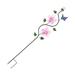 Solar Metal Flower with Double Wind Spinner Stake Weatherproof Gifts