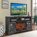 60" Electric Fireplace TV Stand Entertainment Center with Door Sensor, Fireplace Storage Cabinet Living Room TV Console