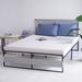 Metal Queen Size Bed Frame with Grey Headboard Footboard Sturdy Simple