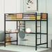 Twin Metal Loft Bed with Desk and Shelve, Steel Bedframe w/Ladder for Kids, Adults, Bedroom, Space Saving Design