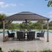 Sunjoy 13 ft. x 15 ft. Cedar Framed Gazebo with Black Steel and PC Hardtop