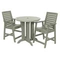 highwood Weatherly 3-piece Outdoor Dining Set - 36 Round Table Counter-height Eucalyptus