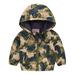 Baby Girl Coats Cartoon Dinosaur Rainbow Camouflage Zip Windproof Hooded Trench Lightweight Windbreaker Casual Outerwear Girls Denim Jackets Camouflage 130