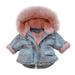 Quealent Winter Coats Girl Kids Baby Warm Girls Thick Coat Denim Girls Coat&jacket Toddler Girl Long Winter Denim Girls Coat Pink 3-4 Years