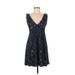 Millau Casual Dress - A-Line V-Neck Sleeveless: Blue Dresses - Women's Size Small