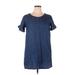 Listicle Casual Dress - Shift Crew Neck Short sleeves: Blue Print Dresses - Women's Size Large