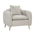 Costway Chenille Velvet Accent Chair with Storage Pockets-White