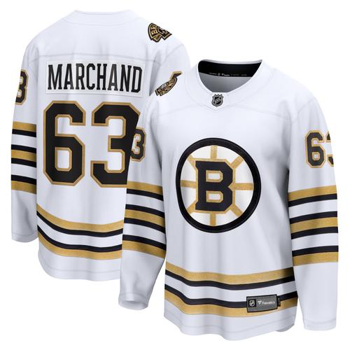 Boston Bruins Fanatics 100. Jubiläums-Auswärtstrikot zum Breakaway-Jubiläum – Weiß – Brad Marchand – Herren