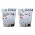 Home For The Holiday 2 Pack 70 Count Mini String Lights Clear Bulb White Wire Indoor Outdoor 15.5 foot