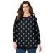 Plus Size Women's Snoopy All Over Print Fleece Sweatshirt by Peanuts in Black Snoopy (Size 3X)