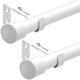 2 PCS Curtain Pole with Brackets Fittings Set Window Poles Heavy Duty Small Drapery Curtain Rods for Outdoor Bedroom, Living Room(220-320CM,White)