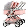 KITCISSL Twins Stroller for Infant and Toddler, Double Baby Stroller for Newborn Can Sit Lie Detachable Carriage Pushchair Folding Prams Trolley Portable Strollers with Mosquito Net (Color : Pink)