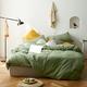 AMWAN Avocado Green Duvet Cover Jersey Knit Cotton Bedding Set Queen Solid Color Comforter Cover Modern Style Green Bedding Cover with 2 Pillowcases Luxury Soft T Shirt Cotton Bedding Collection