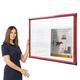 Exterior Weatherproof Lockable Showcase with Dry-Wipe Magnetic Whiteboard with Coloured Aluminium Frame ((H)1050 x (W)1397mm, Red Frame)