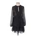 Zara Casual Dress - Mini Plunge Long sleeves: Black Print Dresses - Women's Size Small