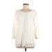 Alfani Long Sleeve Blouse: White Print Tops - Women's Size Medium