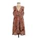 H&M Casual Dress - Mini V Neck Sleeveless: Brown Dresses - Women's Size Medium