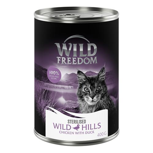 Wild Freedom Adult Sterilised 6 x 400 g - getreidefreie Rezeptur - Wild Hills Sterilised - Ente &...