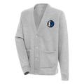 Men's Antigua Heather Gray Dallas Mavericks Victory Button-Up Cardigan