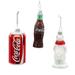 Kurt Adler 3 Piece Glass Coke Mini Hanging Figurine Ornament Set Glass in Brown/Red/White | 3.5 H x 1.6 W x 1.6 D in | Wayfair CC4236