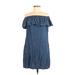 Tommy Bahama Casual Dress - Mini Open Neckline Short sleeves: Blue Solid Dresses - Women's Size Small