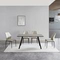 Latitude Run® Rectangular Dining Table w/ 4 Leather Chairs, Home Kitchen Furniture Upholstered/Metal in Gray | 29.9 H x 35.4 W x 47.2 D in | Wayfair