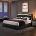 Lark Manor™ Areyon Storage Platform Bed w/ LED Lights Upholstered/Metal/Faux leather in Black | 44.48 H x 57.48 W x 79.92 D in | Wayfair