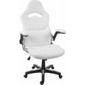 Jamais utilisé] Chaise de bureau HHG 571 chaise pivotante, fauteuil directorial, similicuir blanc