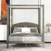 Queen Size 4-Post Canopy Platform Bed with Headboard & Support Legs