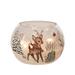 Transpac Glass 6 in. Multicolor Christmas Light Up Retro Reindeer Globe Decor - White/Brown/Green