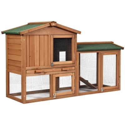 Durable 58-Inch Wooden Rabbit Hutch for All-Weather Protection - 58" x 20.5" x 34" (L x W x H)