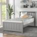 Twin Size Wood Platform Bed with Headboard and Wood Slat Support, Bed Frame Panel Bed No Box Spring Needed, Gray