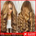 Perruque Lace Front Wig Body Wave naturelle cheveux humains ombré blond miel 13x6 4x4 34 30