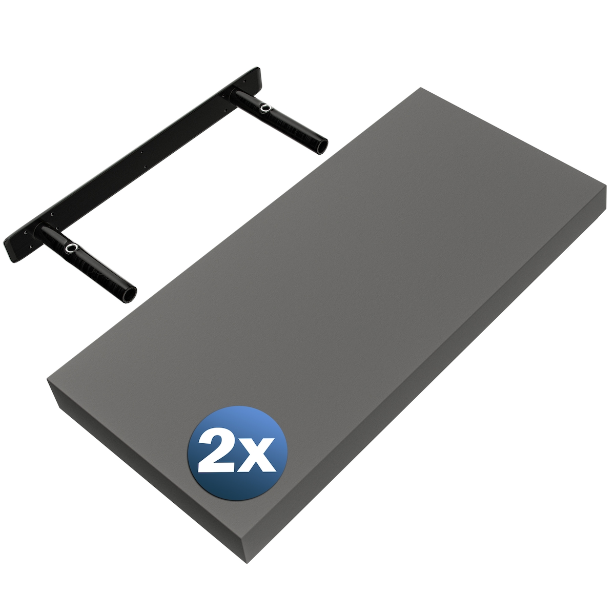 Casaria 2x Wandregal Matt Grau mit Halterung 50cm Schwebend Image