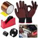 Heat Tape Dispenser Sublimation Kit Includes 6 Heat-Resistant Tapes Multi Tape Roll Dispenser and 2 Heat Protection Gloves Heat Tape Dispenser and Tapes Kit for Heat Transfer Sublimation