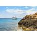 Horizon Coast Rocky Coast Sea Nature Boat - Laminated Poster Print - 20 Inch by 30 Inch with Bright Colors and Vivid Imagery