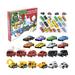 Weloille Christmas Advent Calendar 24 Days Countdown 24 Mini Alloys Inertia Cars Racing Construction Vehicles Fire Trucks Boys Kids Party Gifts Xmas Gift