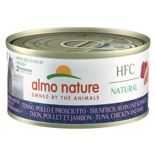 Sparpaket Almo Nature 24 x 70 g - HFC Natural Thunfisch, Huhn und Schinken