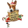 Christmas Tree Ornament Merry Christmas Happy New Year with Rope Dangling Anti-fade Decorative Acrylic Home Decor Hanging Xmas Dog Puppy Pendant for Christmas