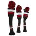 3pcs Club Knitted Headcover Head Covers Red and White Stripes Head Cover Sock (Black and Red)