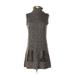 Worth New York Casual Dress - Sweater Dress Turtleneck Sleeveless: Brown Print Dresses - Women's Size P