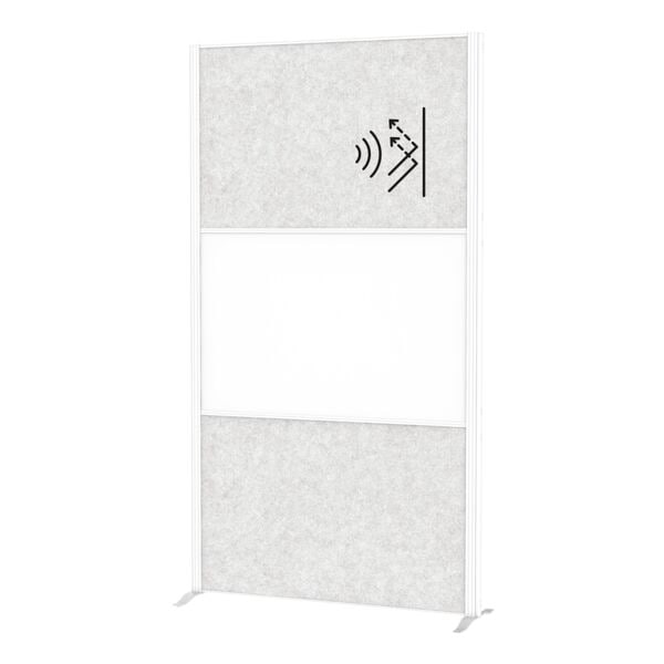MAUL Stellwand »MAULconnecto« 2 Akustikpanels hellgrau + 1 Whiteboardpanel mit Standf weiß, 100x182x35 cm Image