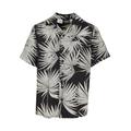 Kurzarmshirt URBAN CLASSICS "Herren Frond Resort Shirt" Gr. 110/116, schwarz (black) Jungen Shirts T-Shirts