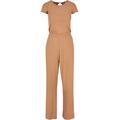 Jumpsuit URBAN CLASSICS "Urban Classics Damen Ladies Rib Wid Leg Jumpsuit" Gr. XXL, US-Größen, grau (darktaupe) Damen Overalls