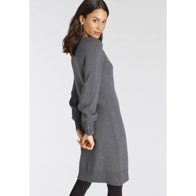 Strickkleid LAURA SCOTT, Damen, Gr. 46, N-Gr, grau (mittelgrau), Strick, Obermaterial: 50% Viskose, 26% Polyamid, 24% Polyester, unifarben, clean, feminin, figurbetont kurz, Rundhals, Langarm Raglanärmel angesetztes Bündchen, Kleider, figurbetonter... Image