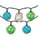 10-Count Multi-Color Natural Jute Wrapped Ball Patio Light Set, 6ft Green Wire