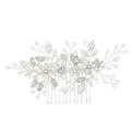 Silver Beaded Hair Comb Alloy Leaves Headdress Rhinestone Hair Accessories Elegant Crystal Wedding Bridal Hair Decoration Photo Props