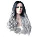 Skpblutn Clip in Human Hair Extensions Sexy Women Long Black Gradient Big Wave Long Curly Wigs Rose Net High Temperature Synthetic Cosplay Photography Grey