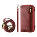 TECH CIRCLE For iPhone 15 Pro Wallet Case PU Leather Flip Folio Phone Case with Card Slots Kickstand Magnetic Zipper Bag Cover with Crossbody/Wrist Strap for Apple iPhone 15 Pro 6.1 2023 Red